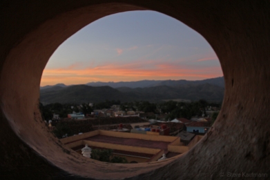 Sunset on the Escambray Mountains from the bell tower of San Francisco de Asis Trinidad, Cuba